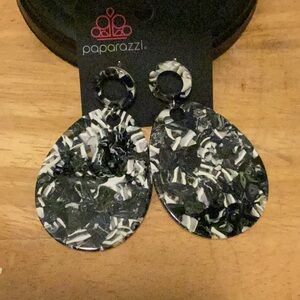 Post Back black and white marble Earrings